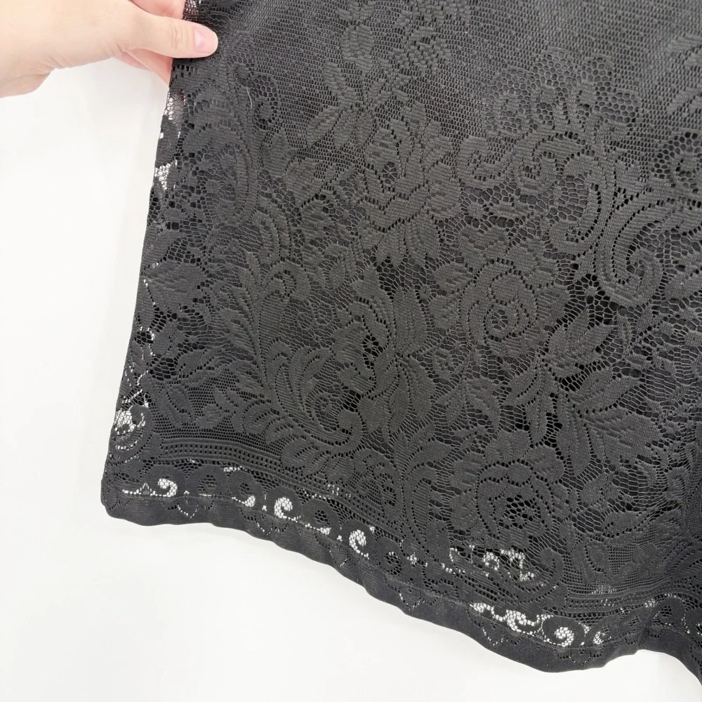 Private Luxuries Womens Black Floral Lace Overlay Gothic Romantic Slip Dress M